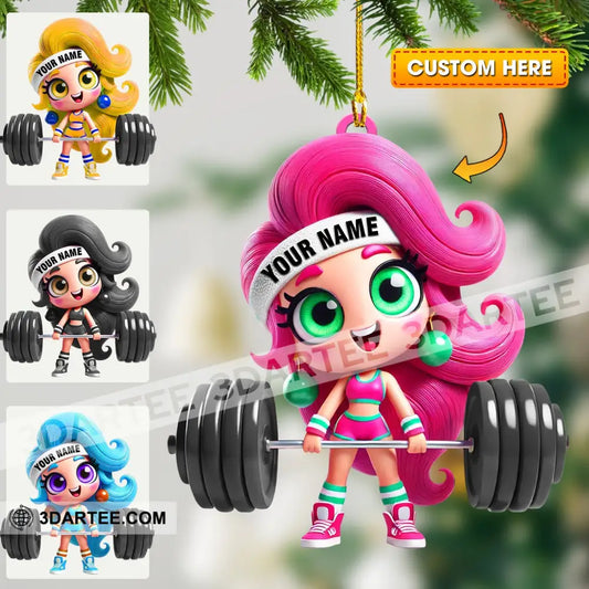 Chibi Girl Weightlifting Christmas Home Decor Christmas Ornament Personalized Ornament Ornament