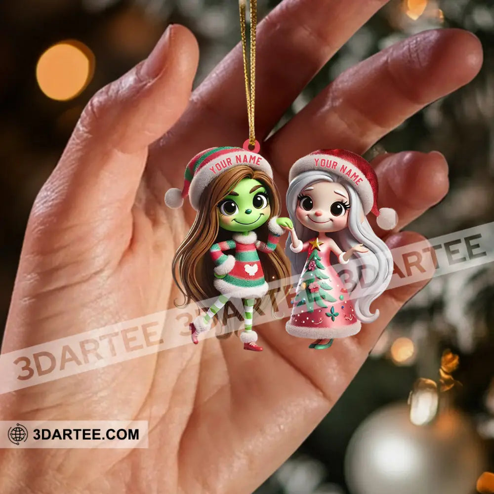 Chibi Women Christmas Home Decor Christmas Ornament Personalized Ornament Ornament
