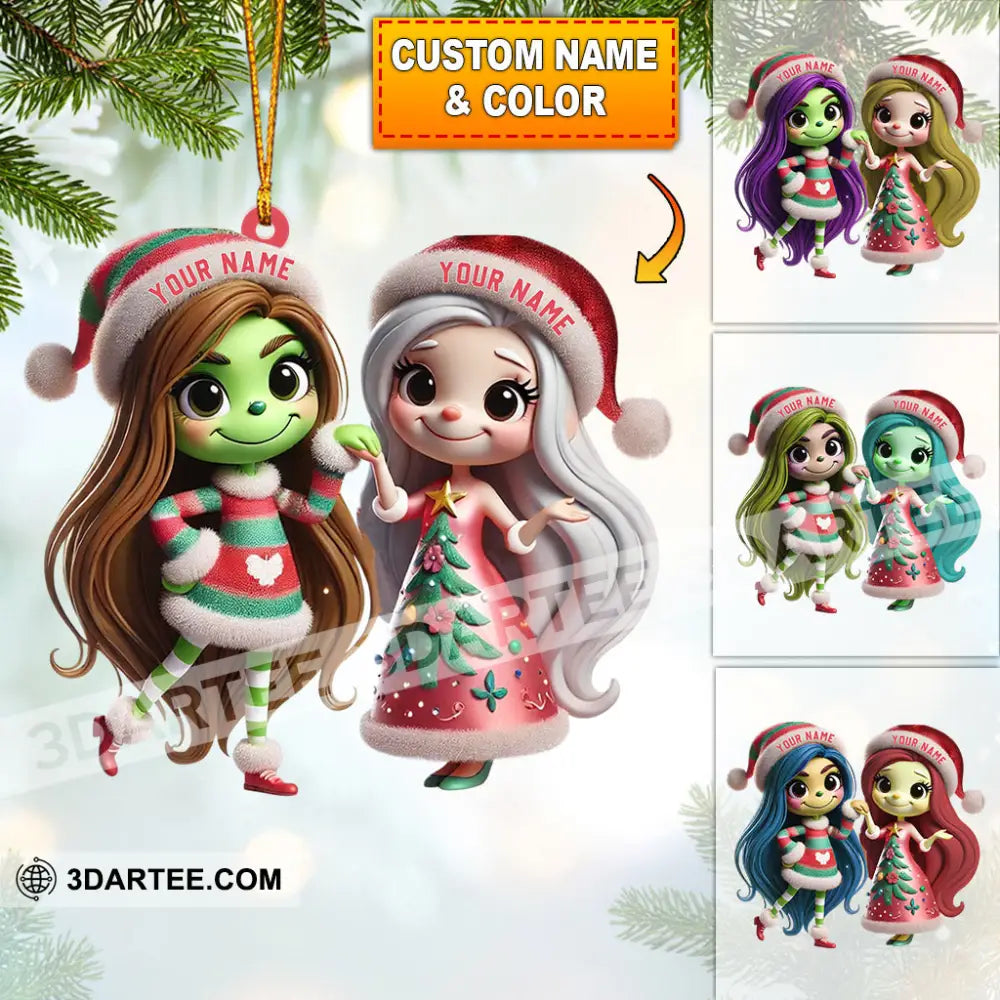Chibi Women Christmas Home Decor Christmas Ornament Personalized Ornament 3.54’’ / 1 Ornament Ornament