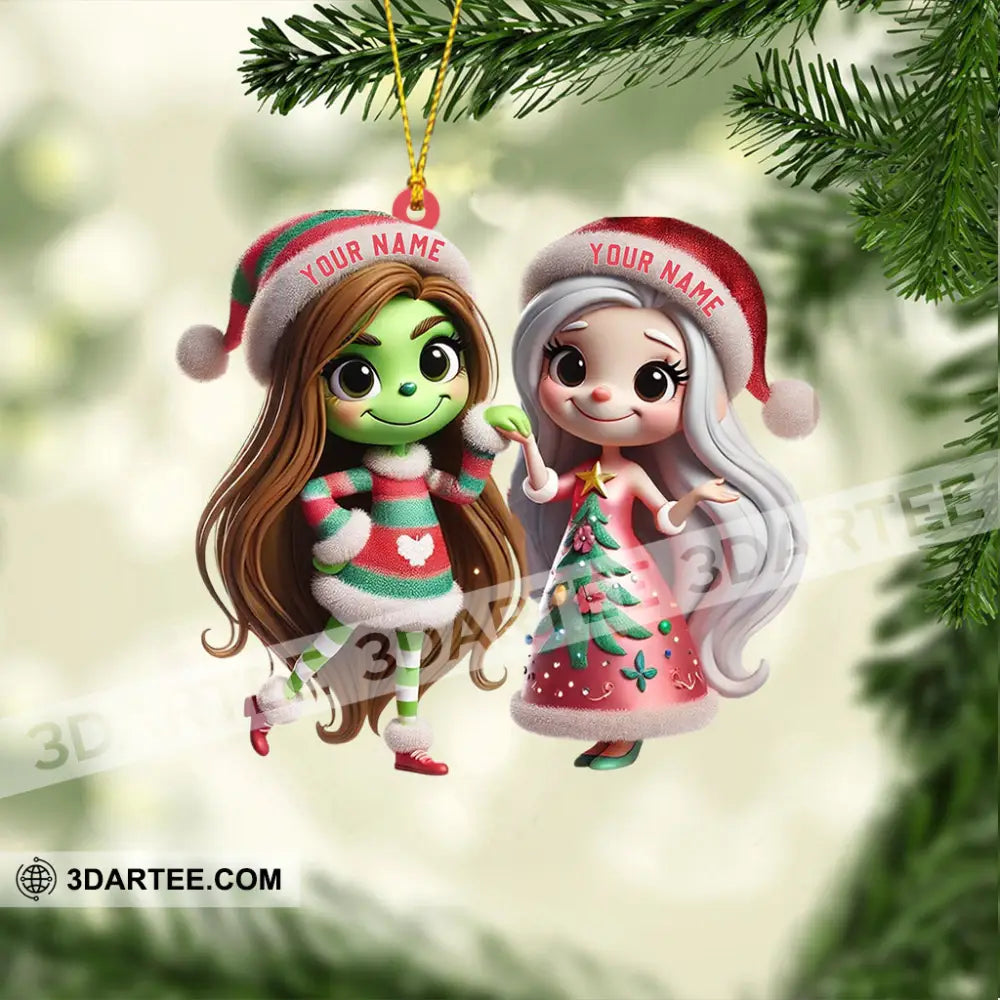Chibi Women Christmas Home Decor Christmas Ornament Personalized Ornament Ornament