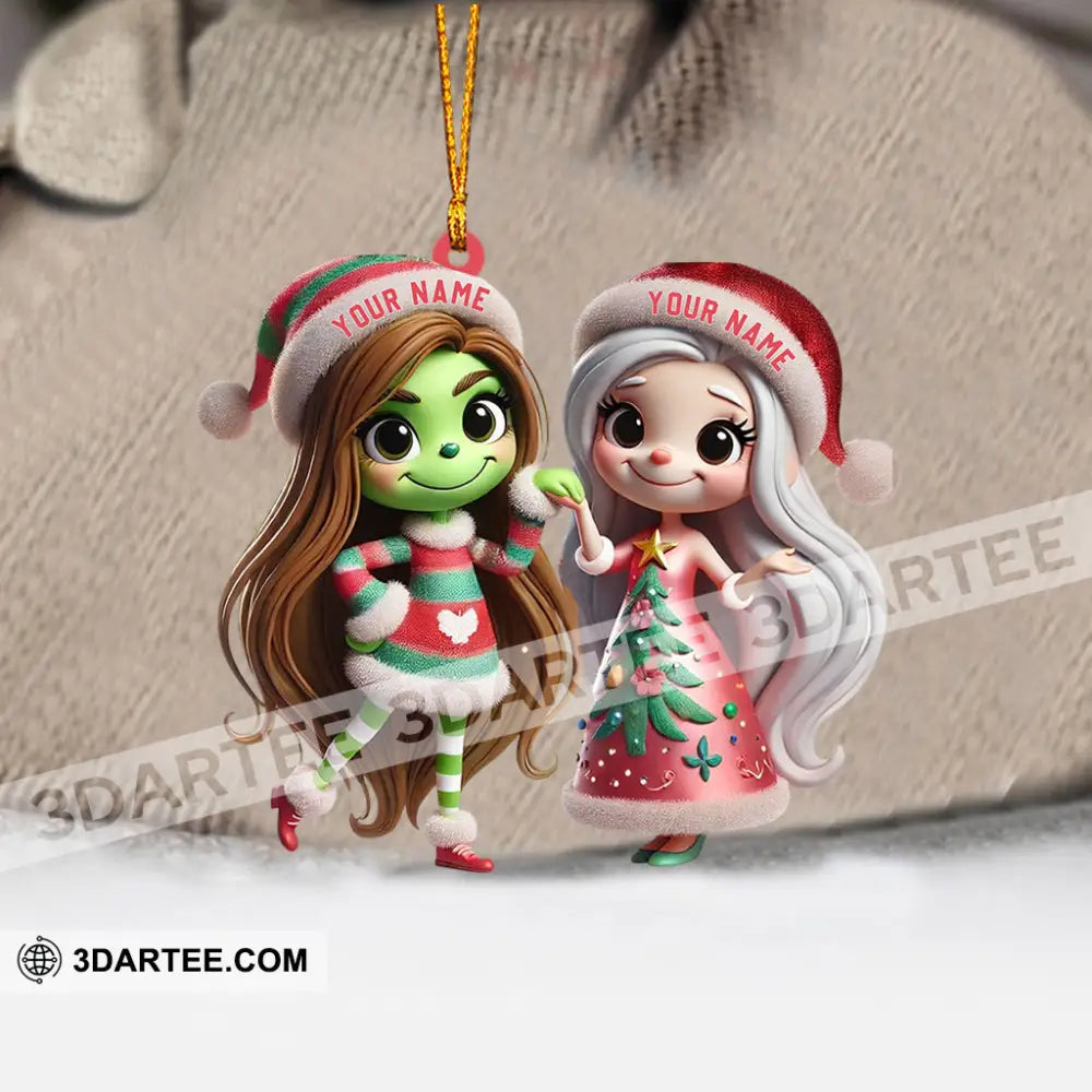 Chibi Women Christmas Home Decor Christmas Ornament Personalized Ornament Ornament
