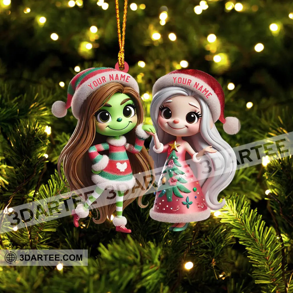 Chibi Women Christmas Home Decor Christmas Ornament Personalized Ornament Ornament