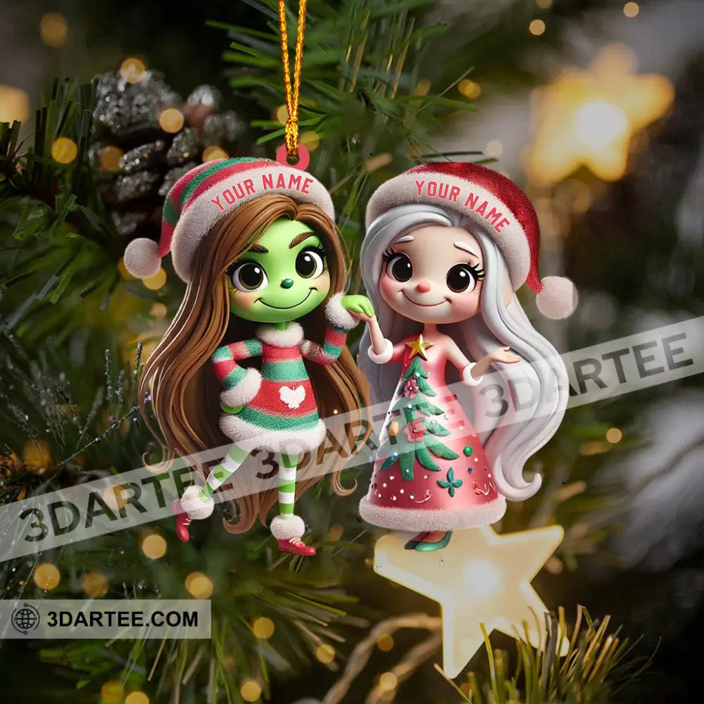 Chibi Women Christmas Home Decor Christmas Ornament Personalized Ornament Ornament