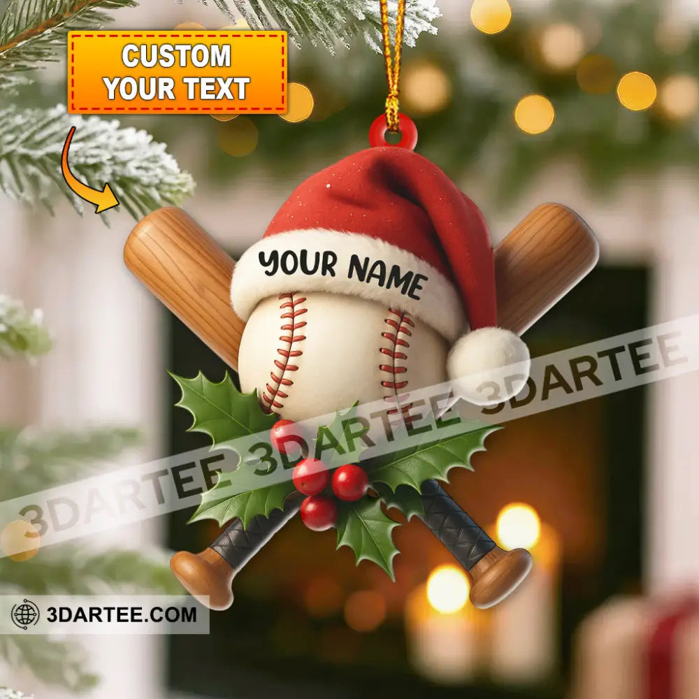 Christmas Baseball Lover Home Decor Christmas Ornament Personalized Ornament 3.54’’ / 1 Ornament Ornament