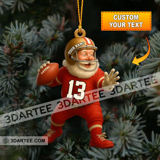 Christmas Football Santa Home Decor Christmas Ornament Personalized Ornament 3.54’’ / 1 Ornament Ornament