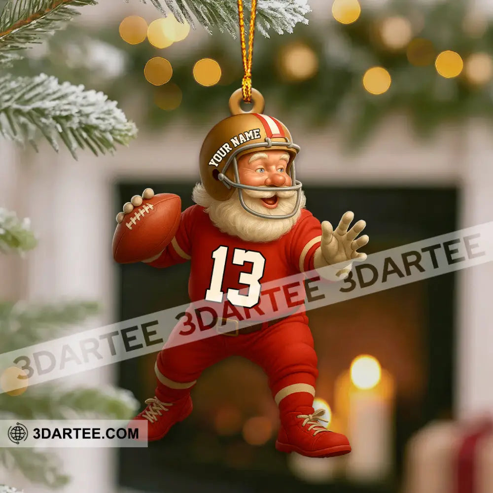 Christmas Football Santa Home Decor Christmas Ornament Personalized Ornament Ornament