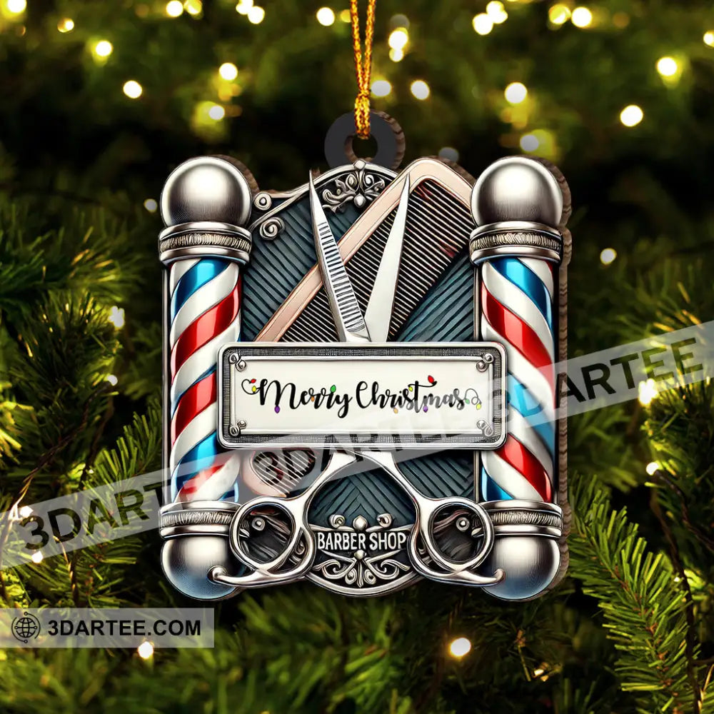 Christmas Gift Custom Ornament Custom Name Barber Ornament Barber Shop Decoration 3.54’’ / 1 Ornament Ornament