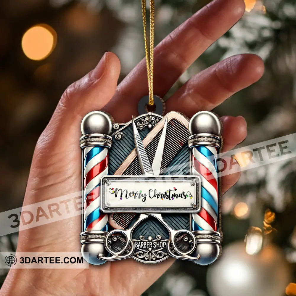 Christmas Gift Custom Ornament Name Barber Shop Decoration