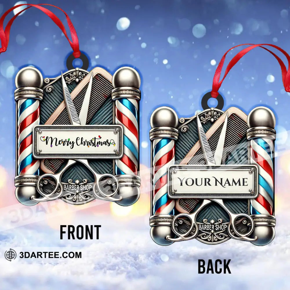 Christmas Gift Custom Ornament Name Barber Shop Decoration