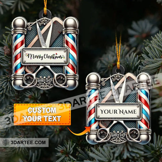 Christmas Gift Custom Ornament Name Barber Shop Decoration