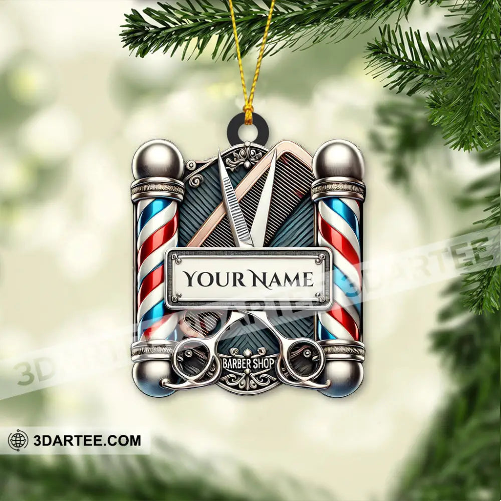 Christmas Gift Custom Ornament Name Barber Shop Decoration