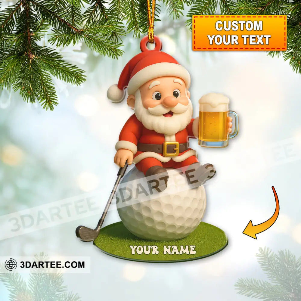 Christmas Golf And Beer Santa Home Decor Christmas Ornament Personalized Ornament 3.54’’ / 1 Ornament Ornament