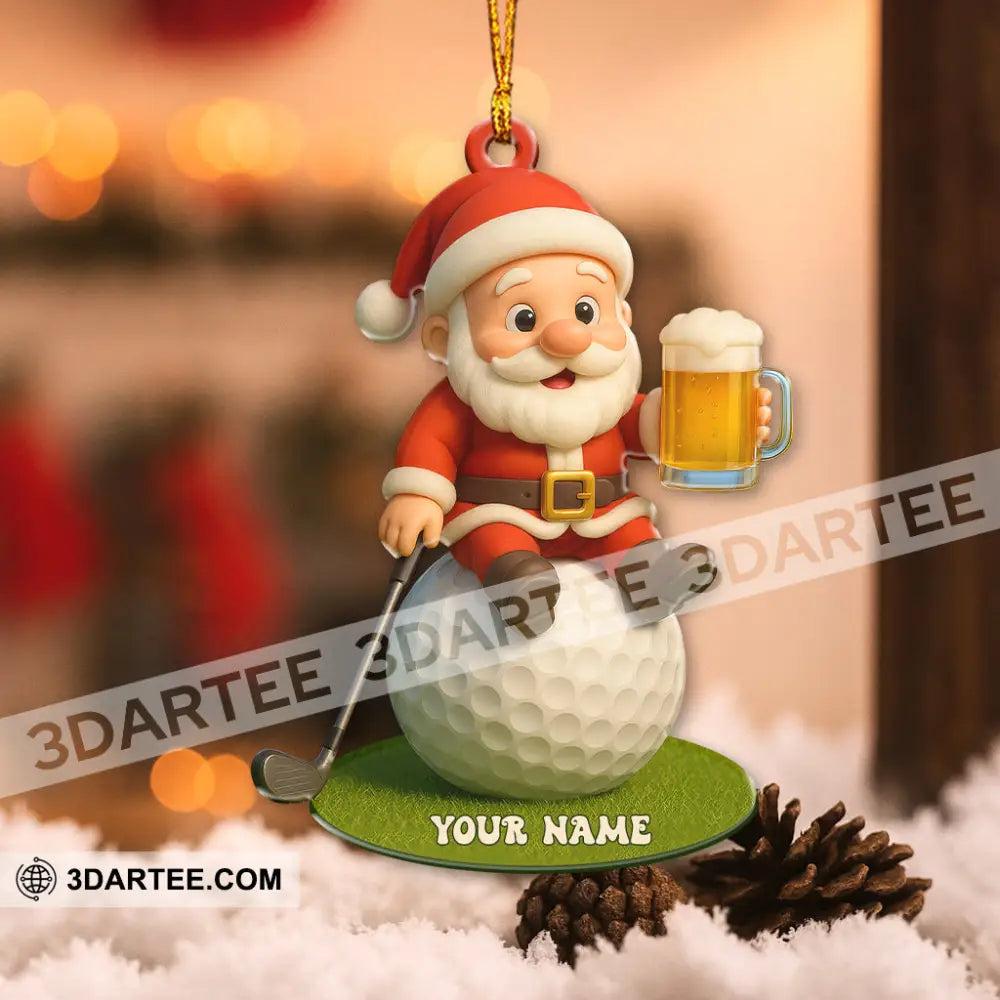 Christmas Golf And Beer Santa Home Decor Christmas Ornament Personalized Ornament Ornament
