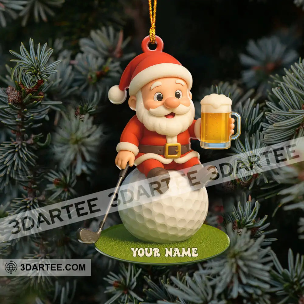 Christmas Golf And Beer Santa Home Decor Christmas Ornament Personalized Ornament Ornament