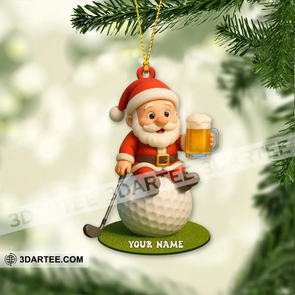 Christmas Golf And Beer Santa Home Decor Christmas Ornament Personalized Ornament Ornament