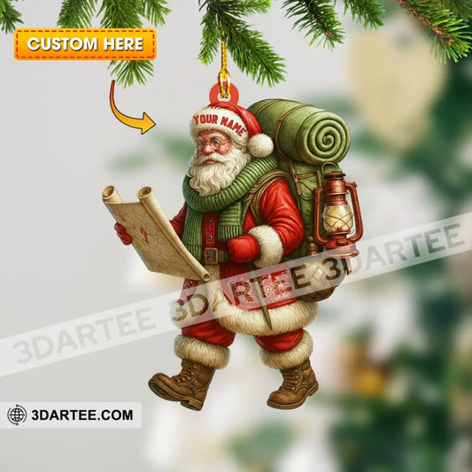 Christmas Hiking Santa Home Decor Christmas Ornament Personalized Ornament 3.54’’ / 1 Ornament Ornament
