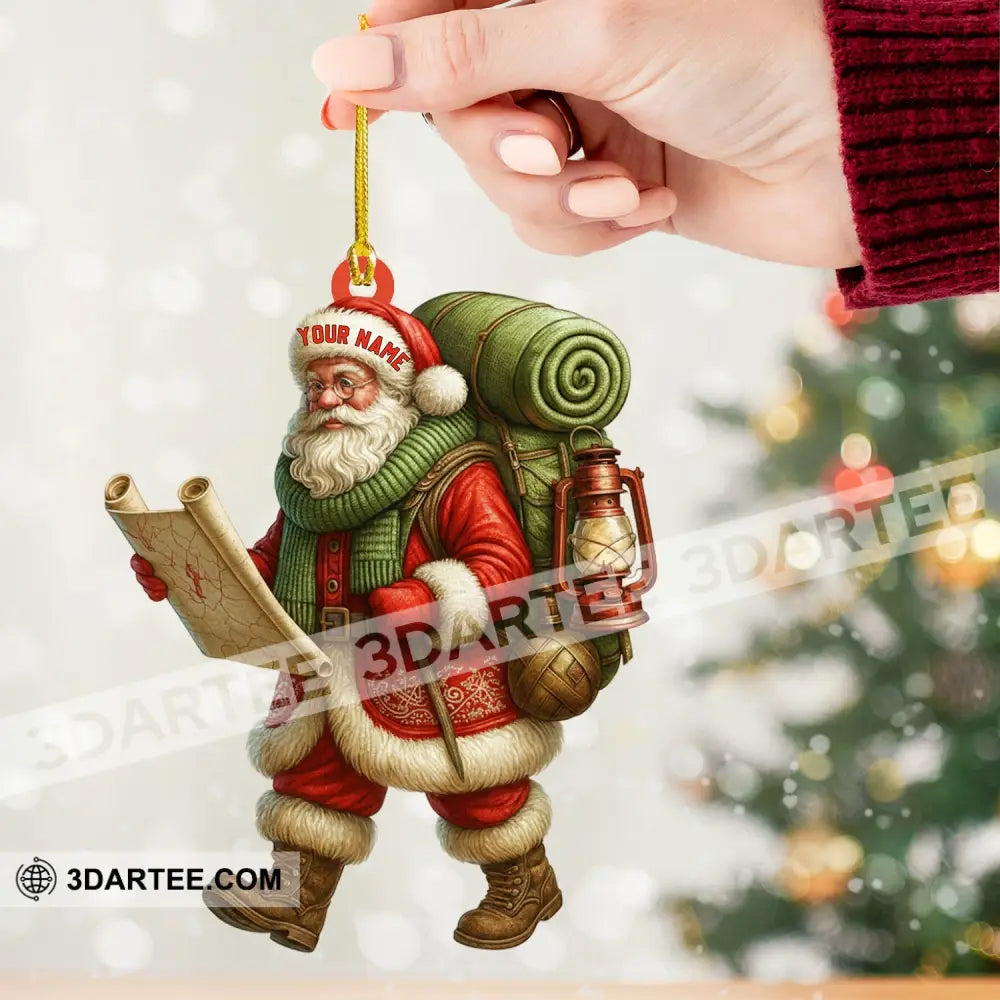 Christmas Hiking Santa Home Decor Christmas Ornament Personalized Ornament Ornament