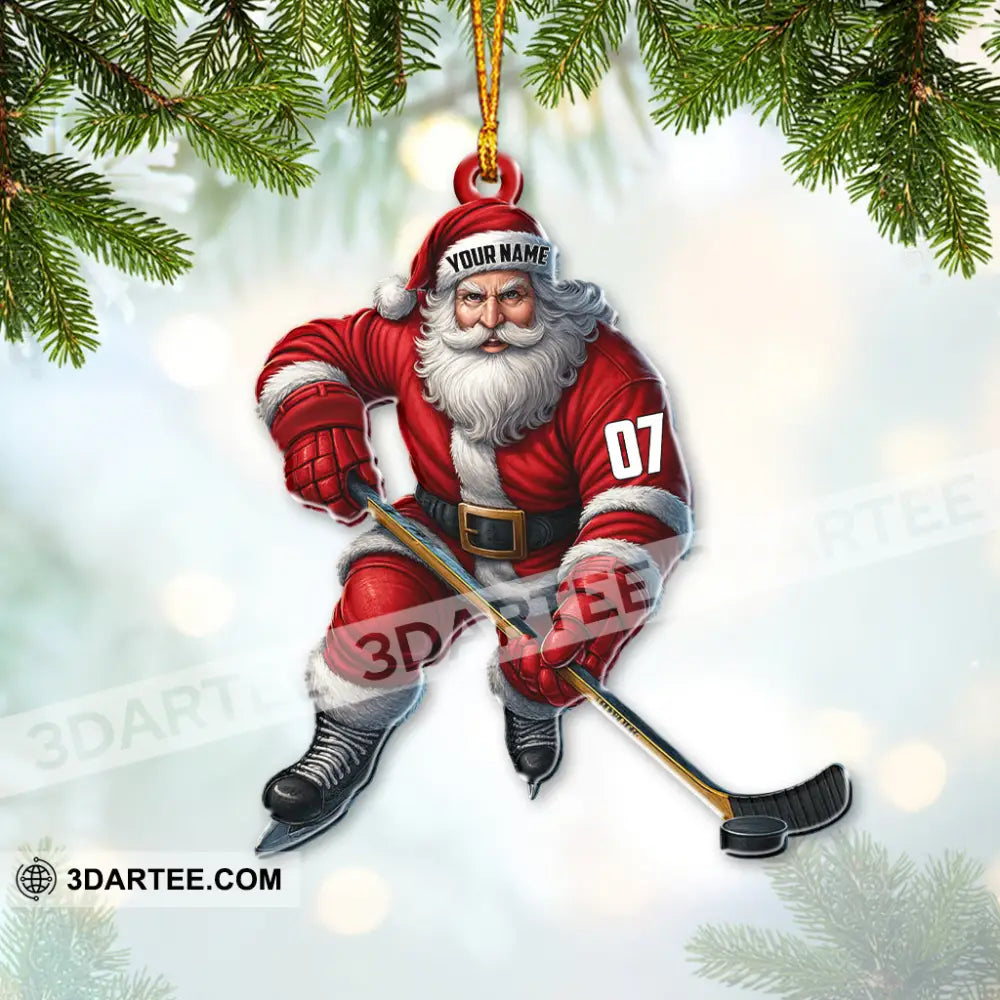Christmas Hockey Santa Home Decor Christmas Ornament Personalized Ornament Ornament