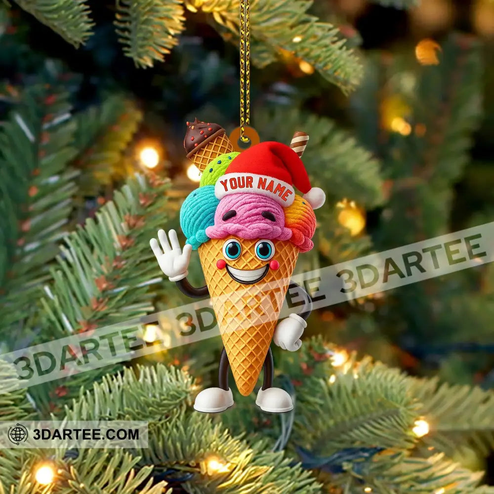 Christmas Ice Cream Santa Home Decor Christmas Ornament Personalized Ornament Ornament