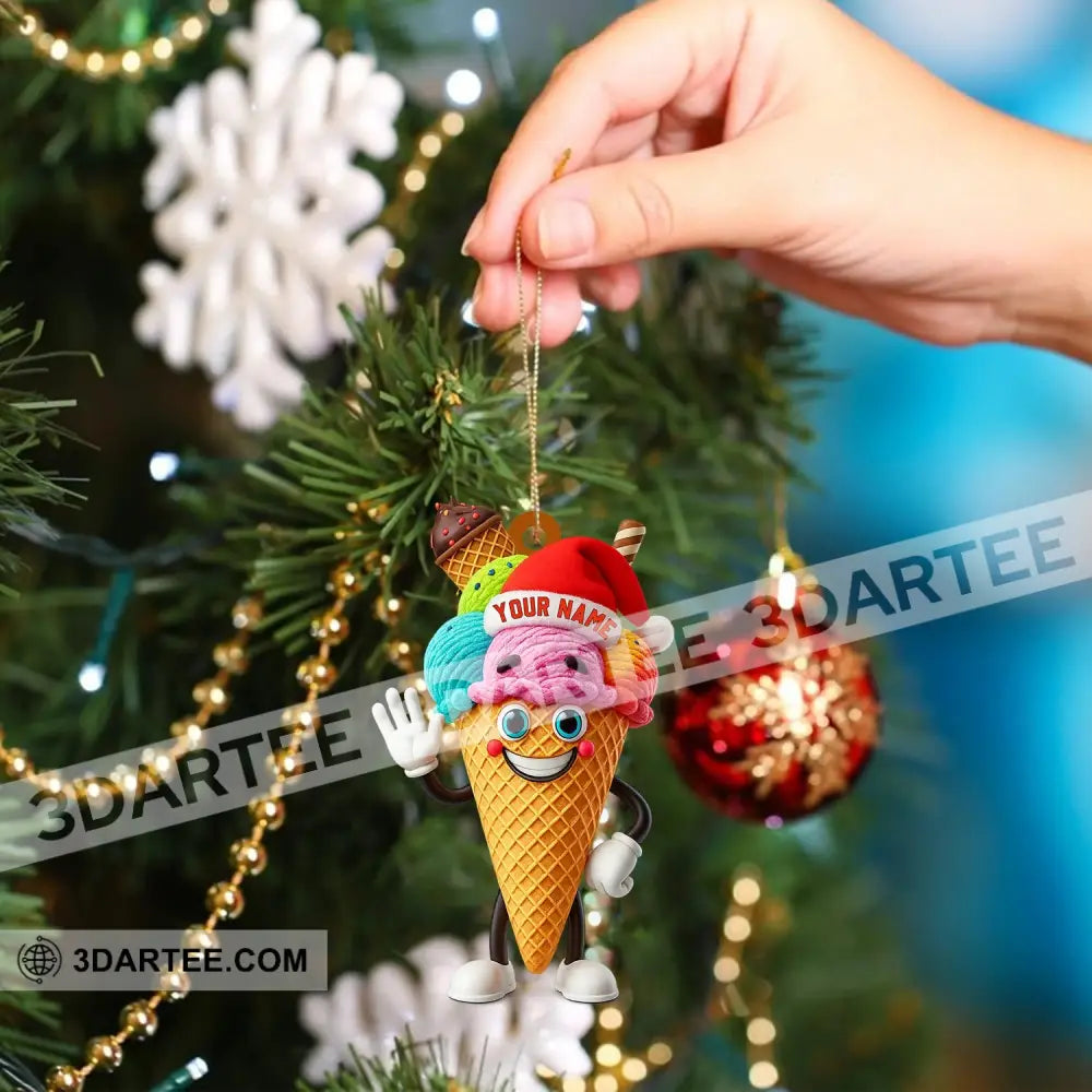 Christmas Ice Cream Santa Home Decor Christmas Ornament Personalized Ornament Ornament