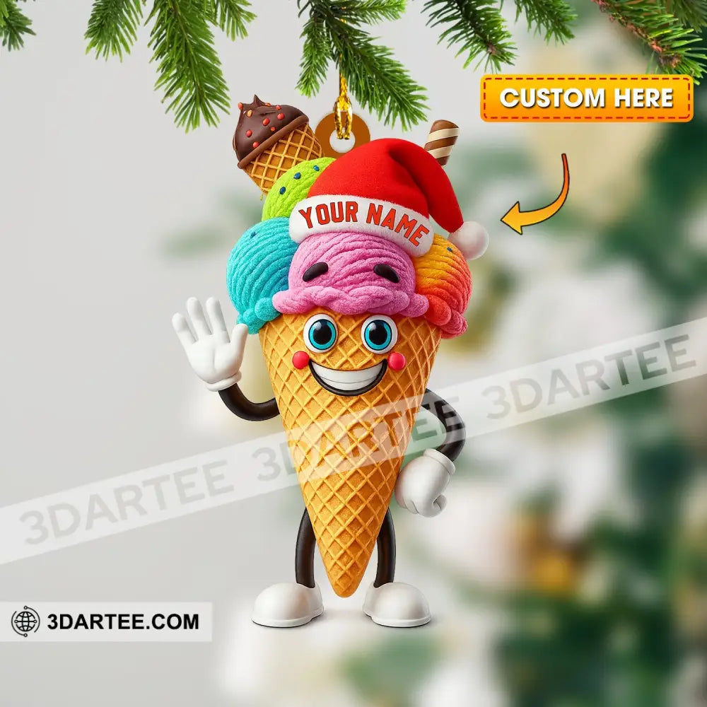 Christmas Ice Cream Santa Home Decor Christmas Ornament Personalized Ornament 3.54’’ / 1 Ornament Ornament