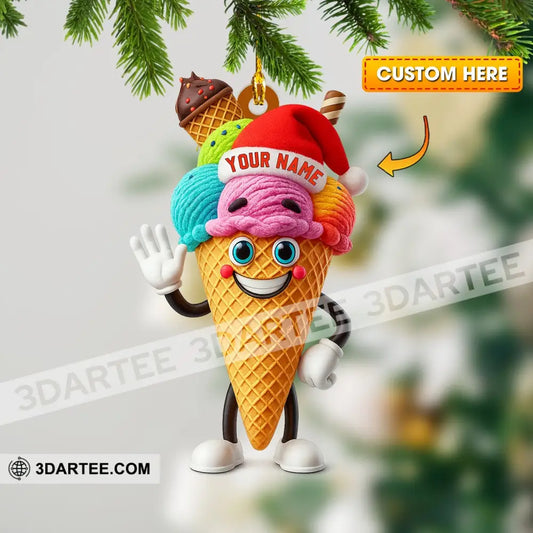 Christmas Ice Cream Santa Home Decor Christmas Ornament Personalized Ornament 3.54’’ / 1 Ornament Ornament