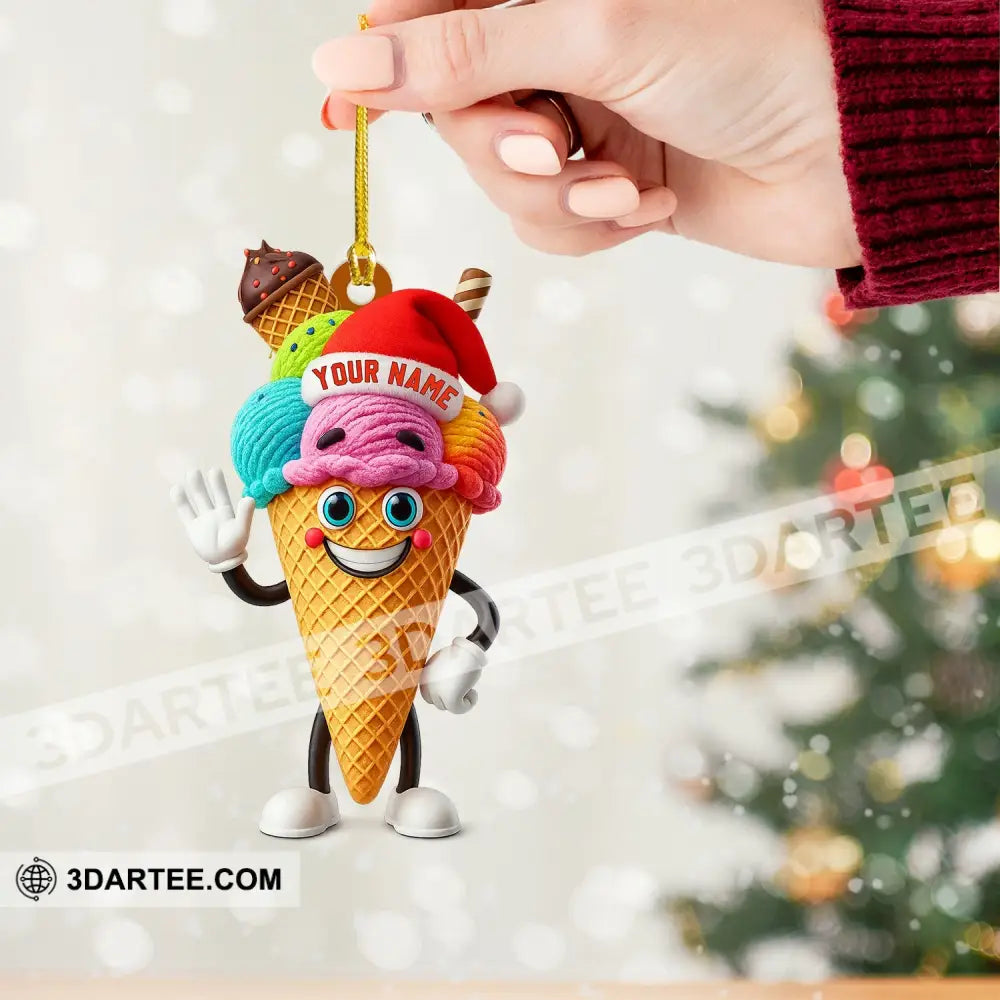 Christmas Ice Cream Santa Home Decor Christmas Ornament Personalized Ornament Ornament
