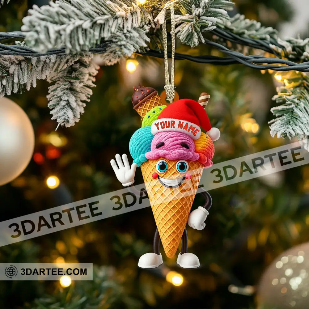 Christmas Ice Cream Santa Home Decor Christmas Ornament Personalized Ornament Ornament