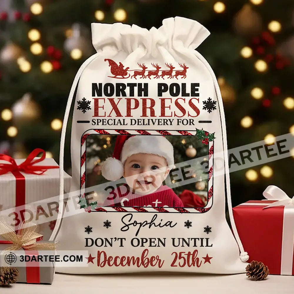 Christmas North Pole Express Face Photo Personalized Christmas String Bag Bag