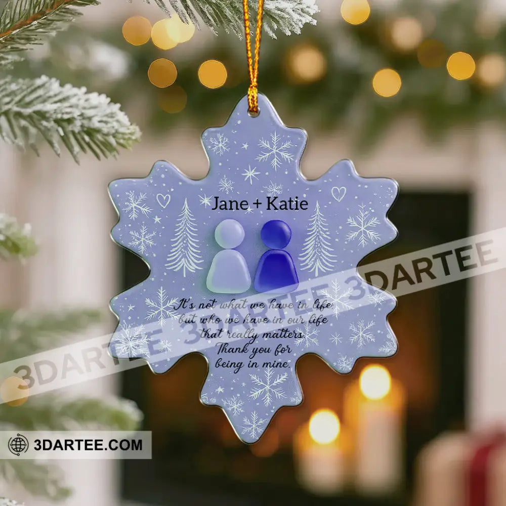 Christmas Snow Thank You For Being In Mine Home Decor Christmas Ornament Personalized Ornament Ornament