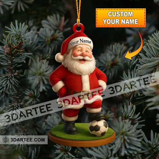 Christmas Soccer Santa Home Decor Christmas Ornament Personalized Ornament 3.54’’ / 1 Ornament Ornament