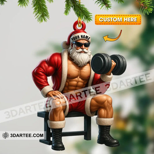 Christmas Weightlifting Santa Home Decor Christmas Ornament Personalized Ornament 3.54’’ / 1 Ornament Ornament