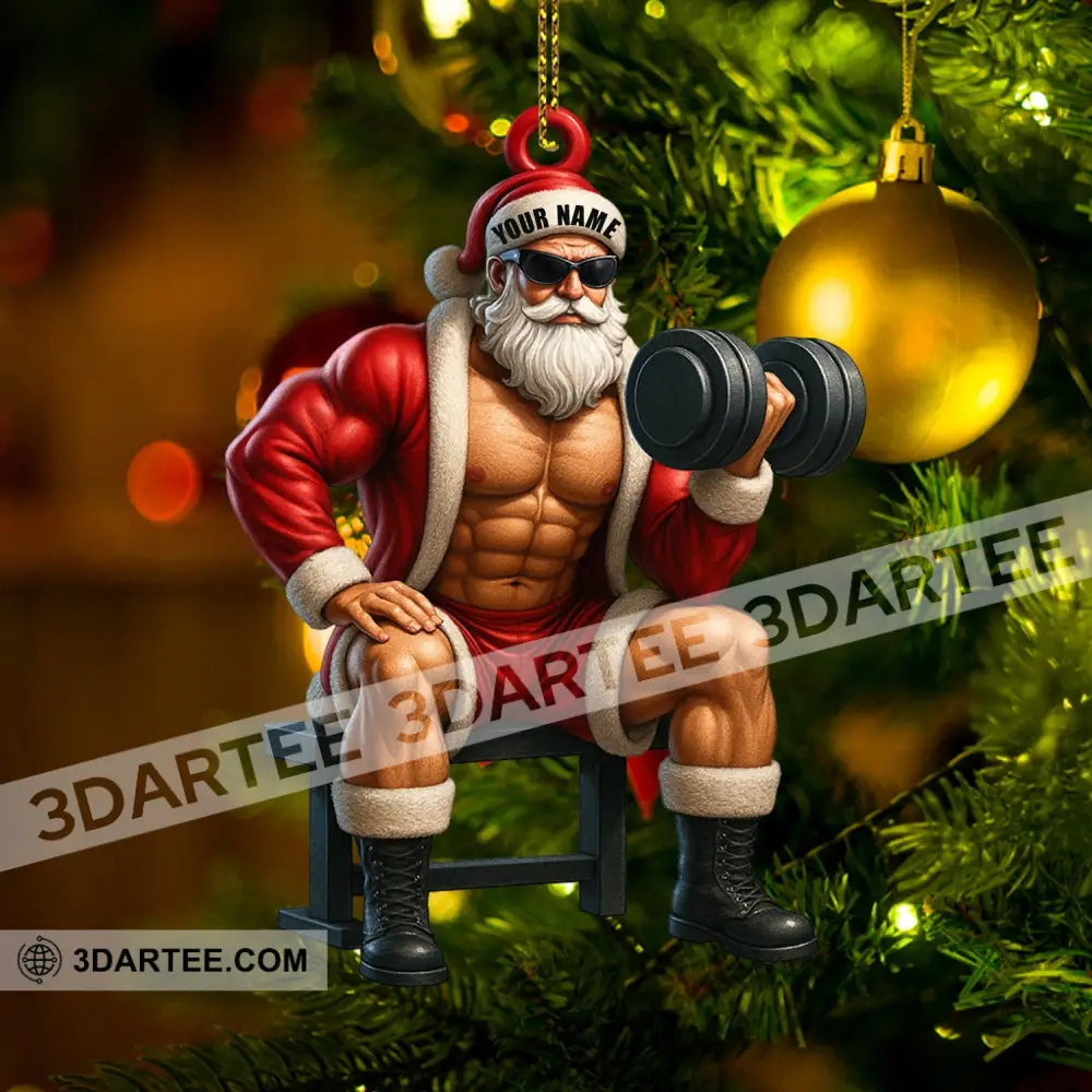 Christmas Weightlifting Santa Home Decor Christmas Ornament Personalized Ornament Ornament