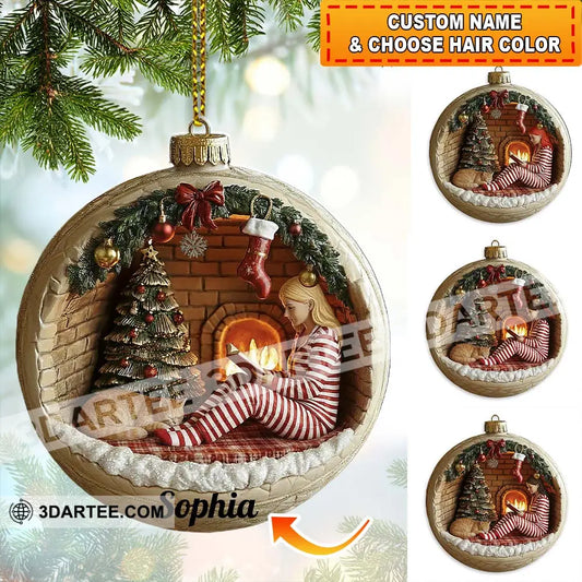 Christmas Woman Loves Books Home Decor Christmas Ornament Personalized Ornament 3.54’’ / 1 Ornament Ornament