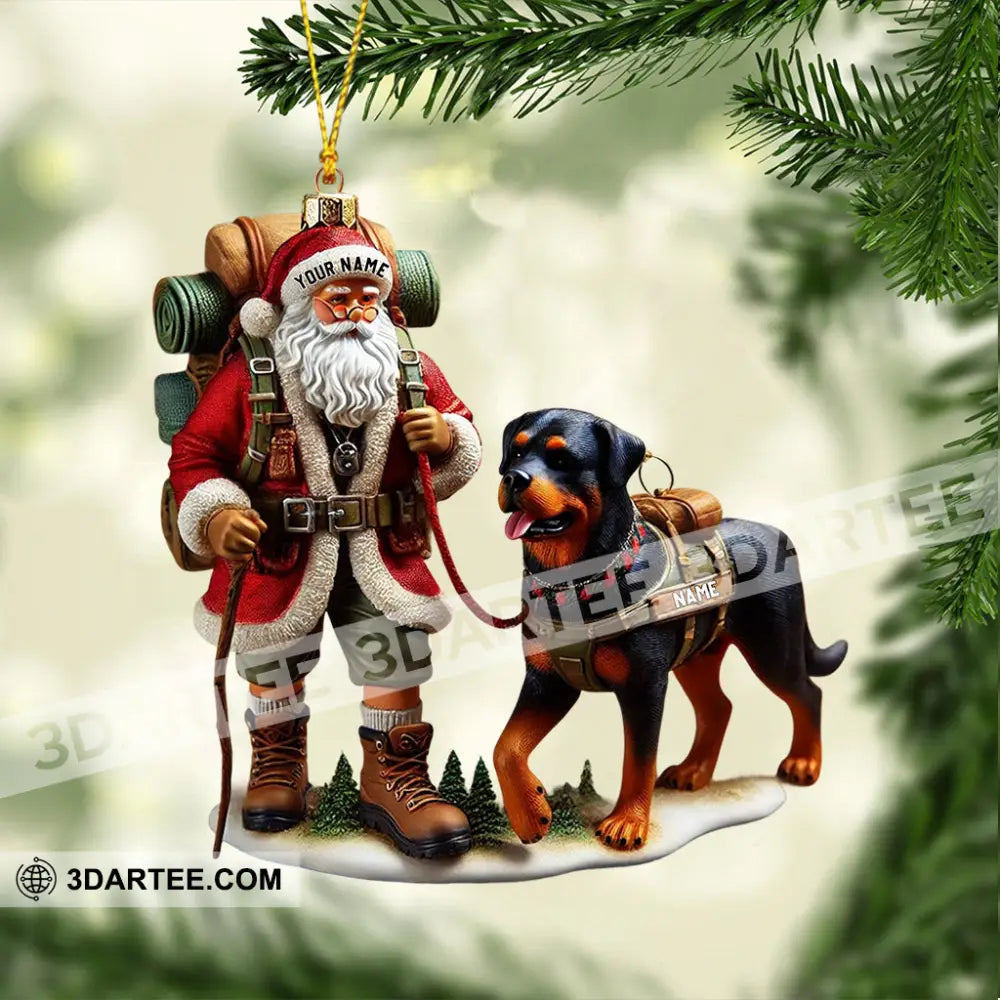 Climbing Santa And Dog Home Decor Christmas Ornament Personalized Ornament Ornament