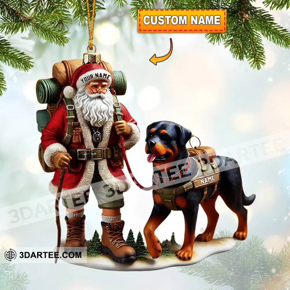 Climbing Santa And Dog Home Decor Christmas Ornament Personalized Ornament 3.54’’ / 1 Ornament Ornament