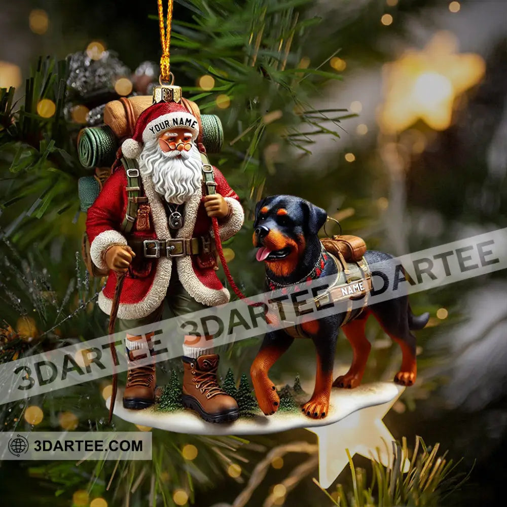 Climbing Santa And Dog Home Decor Christmas Ornament Personalized Ornament Ornament