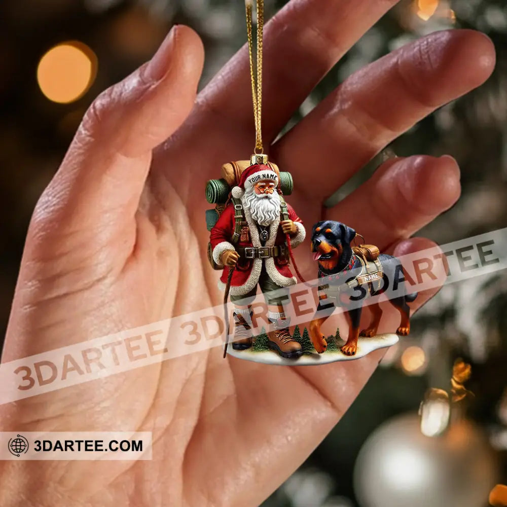 Climbing Santa And Dog Home Decor Christmas Ornament Personalized Ornament Ornament