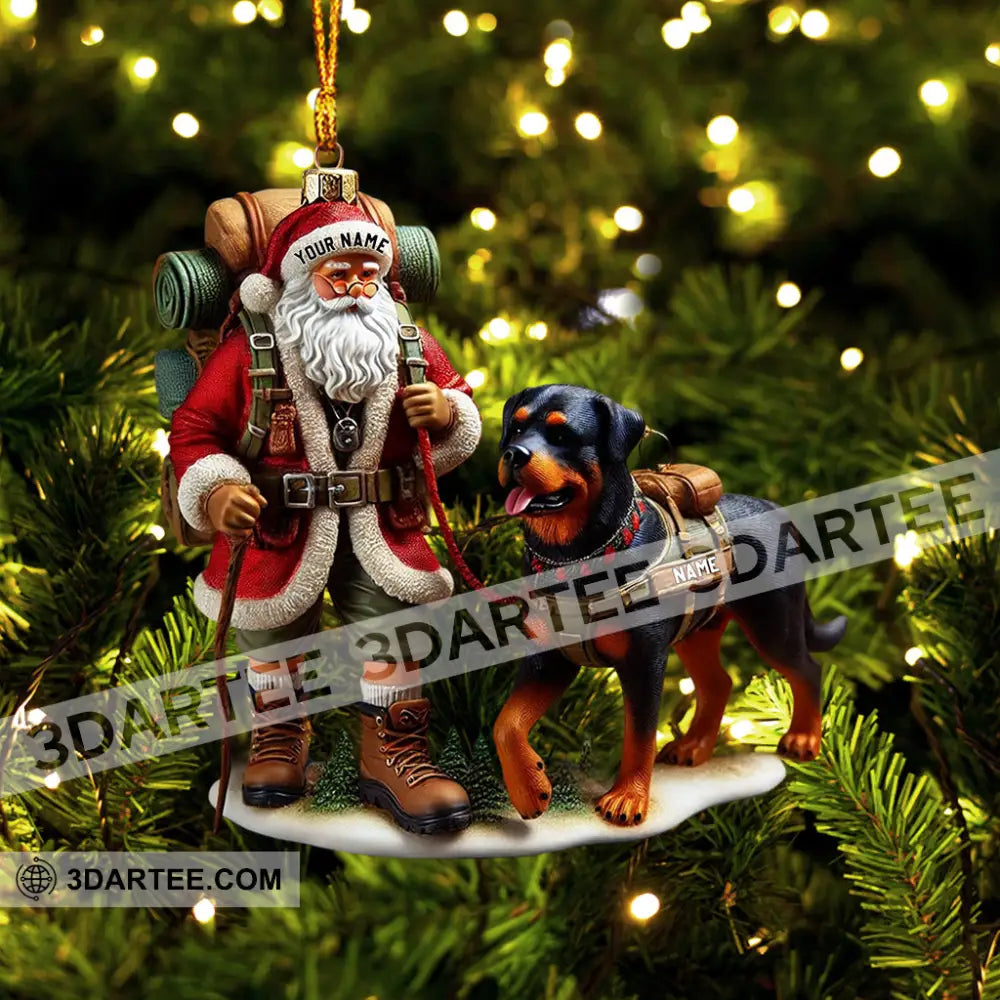 Climbing Santa And Dog Home Decor Christmas Ornament Personalized Ornament Ornament