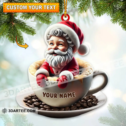 Coffee Santa Christmas Home Decor Christmas Ornament Personalized Ornament 3.54’’ / 1 Ornament Ornament