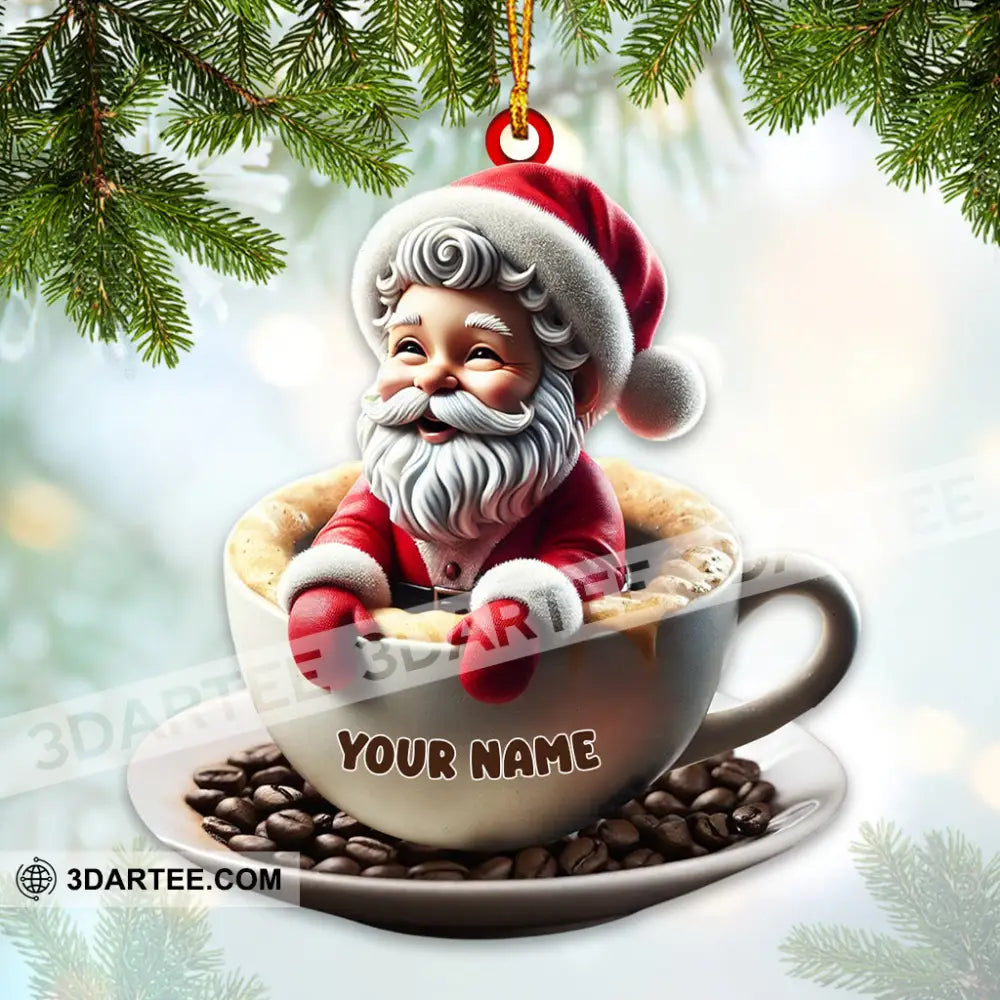 Coffee Santa Christmas Home Decor Christmas Ornament Personalized Ornament Ornament