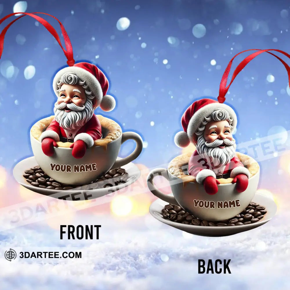 Coffee Santa Christmas Home Decor Christmas Ornament Personalized Ornament Ornament