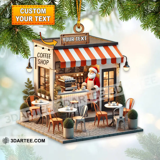 Coffee Shop Santa Christmas Ornament Personalized Ornament 3.54’’ / 1 Ornament Ornament