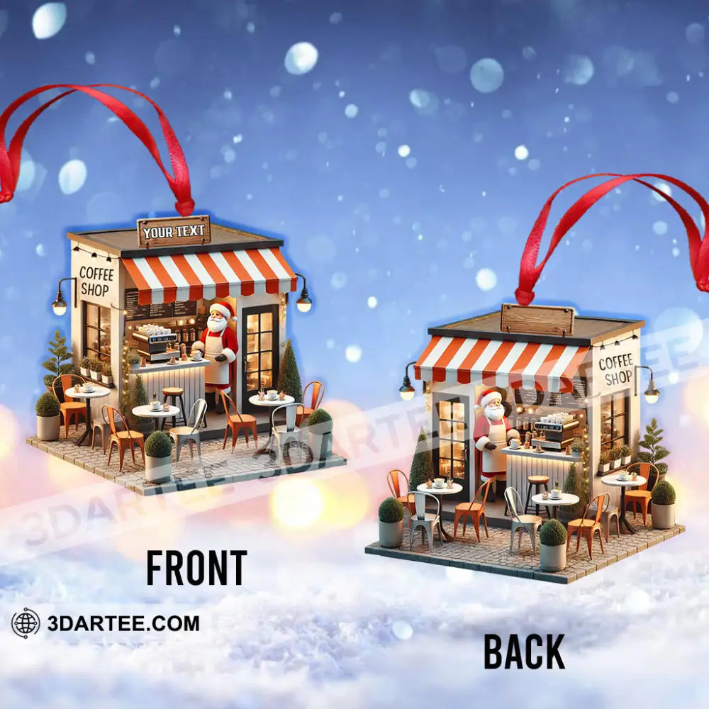 Coffee Shop Santa Christmas Ornament Personalized Ornament Ornament