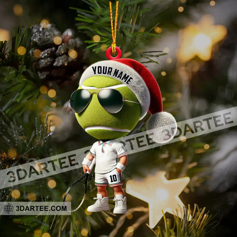 Cool Tennis Player Christmas Ornament Personalized Ornament Ornament