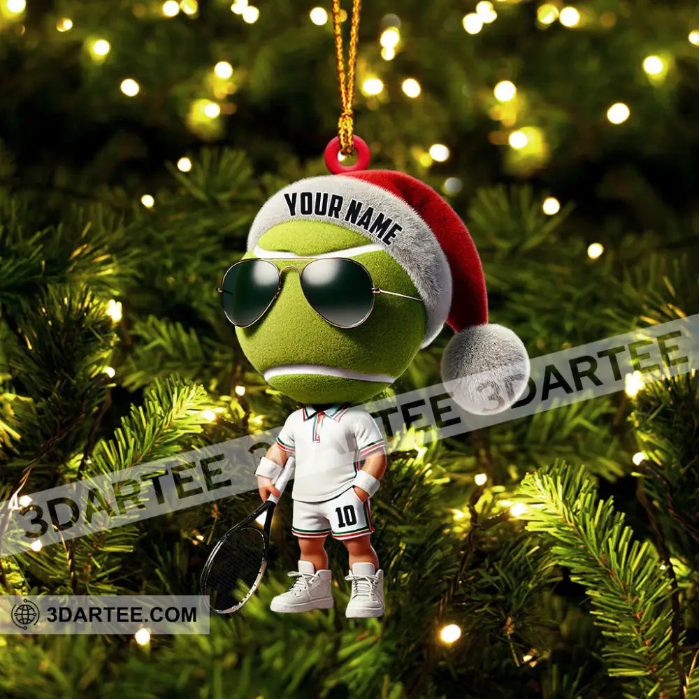 Cool Tennis Player Christmas Ornament Personalized Ornament Ornament