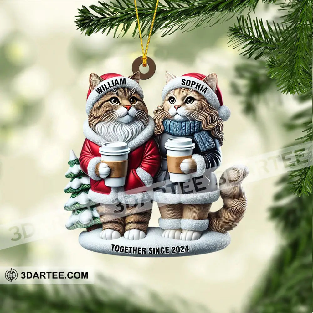 Couple Cats Home Decor Christmas Ornament Personalized Ornament Ornament