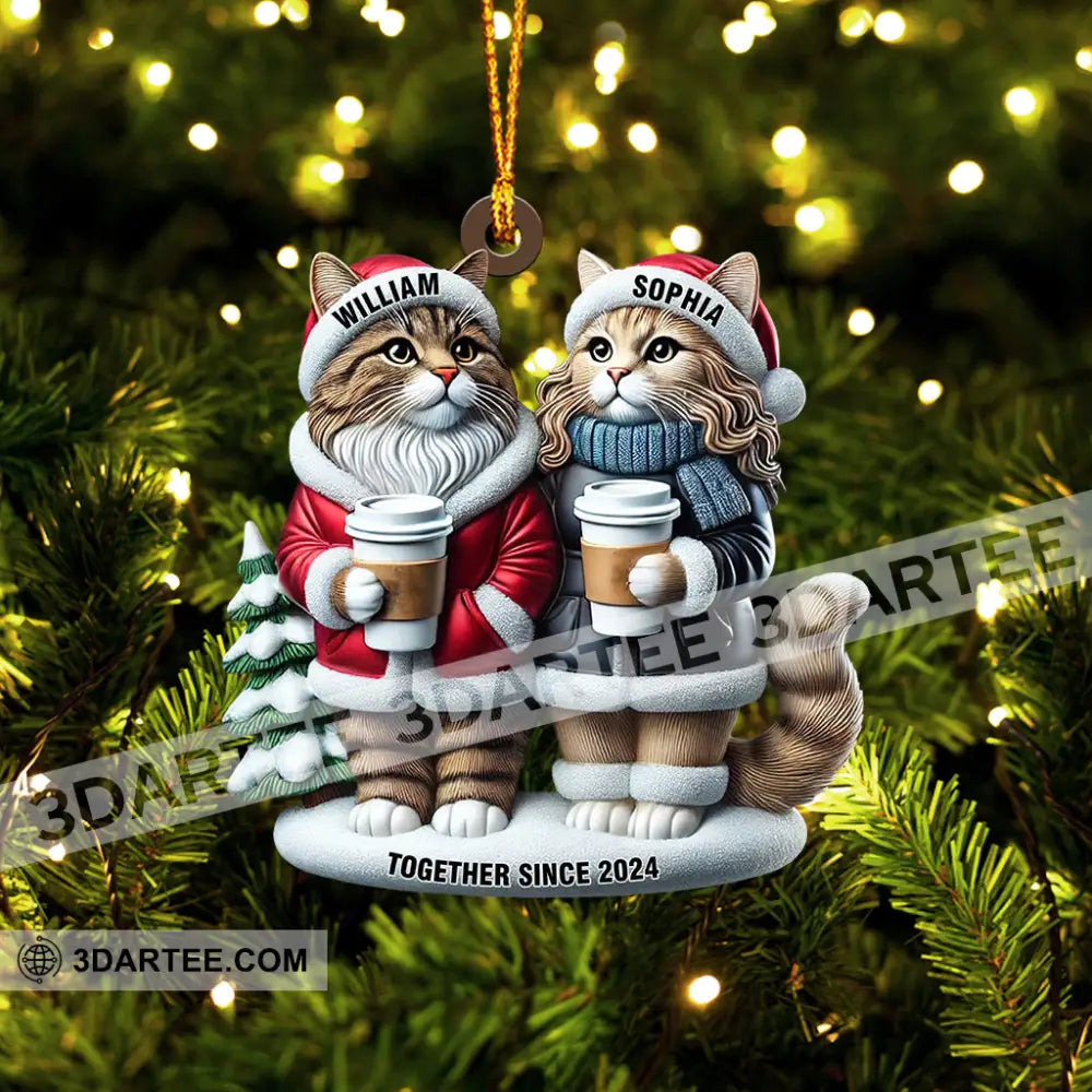 Couple Cats Home Decor Christmas Ornament Personalized Ornament Ornament