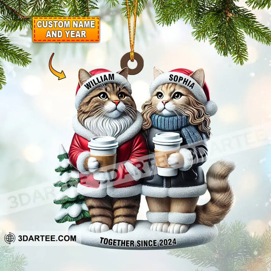 Couple Cats Home Decor Christmas Ornament Personalized Ornament 3.54’’ / 1 Ornament Ornament