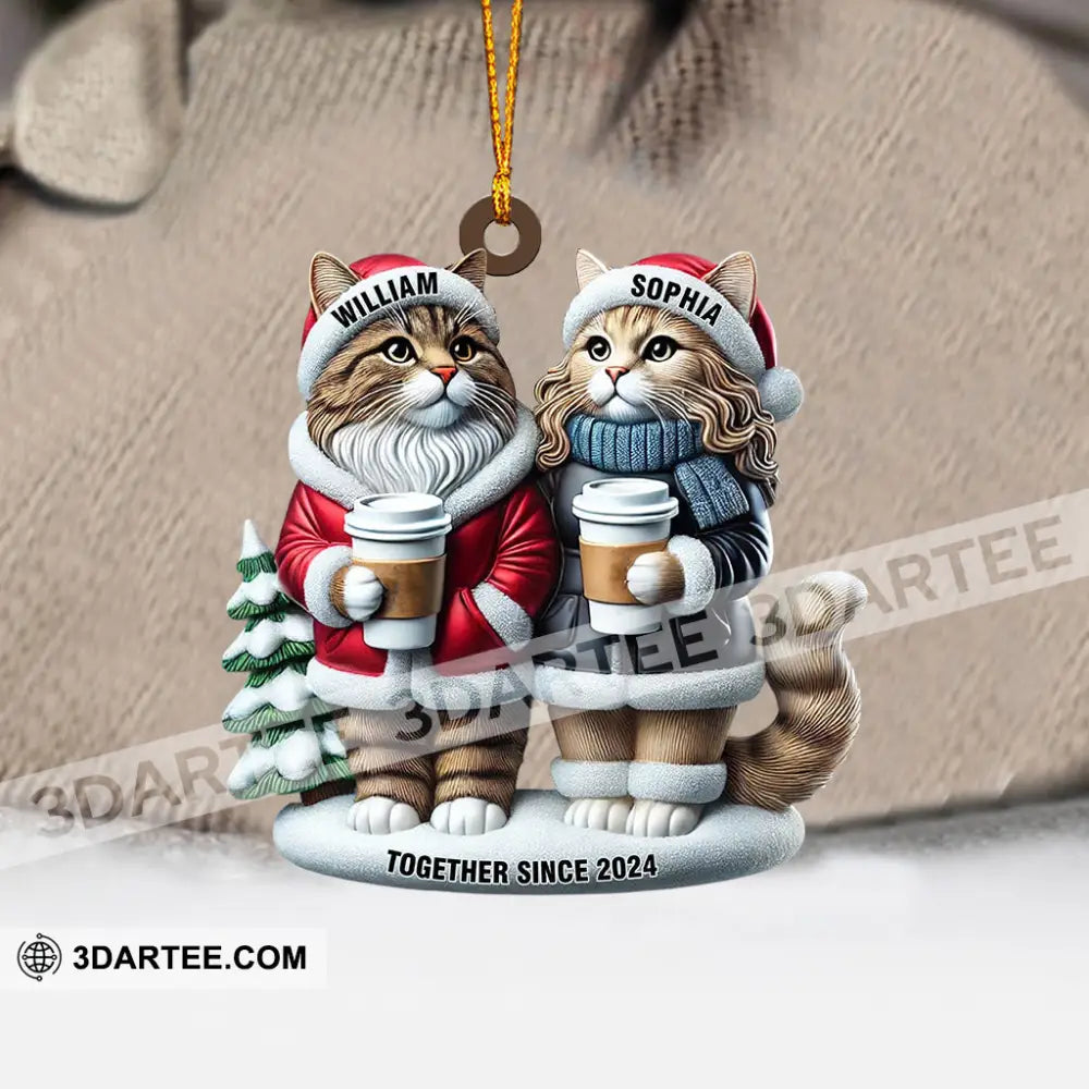 Couple Cats Home Decor Christmas Ornament Personalized Ornament Ornament